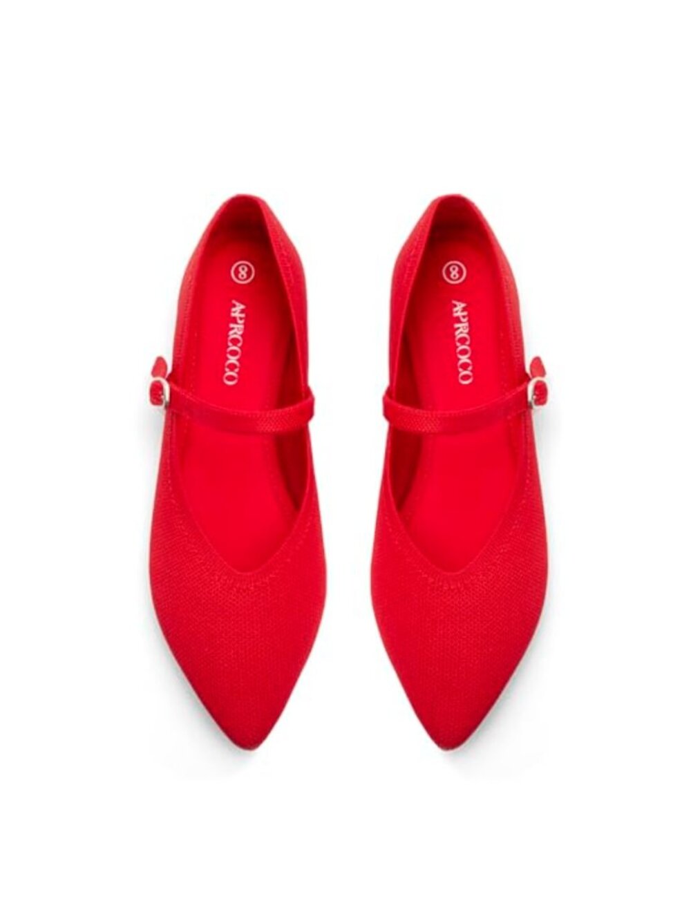 Knit Pointed Toe Ballet Flats with Ankle Strap Comfort Walking